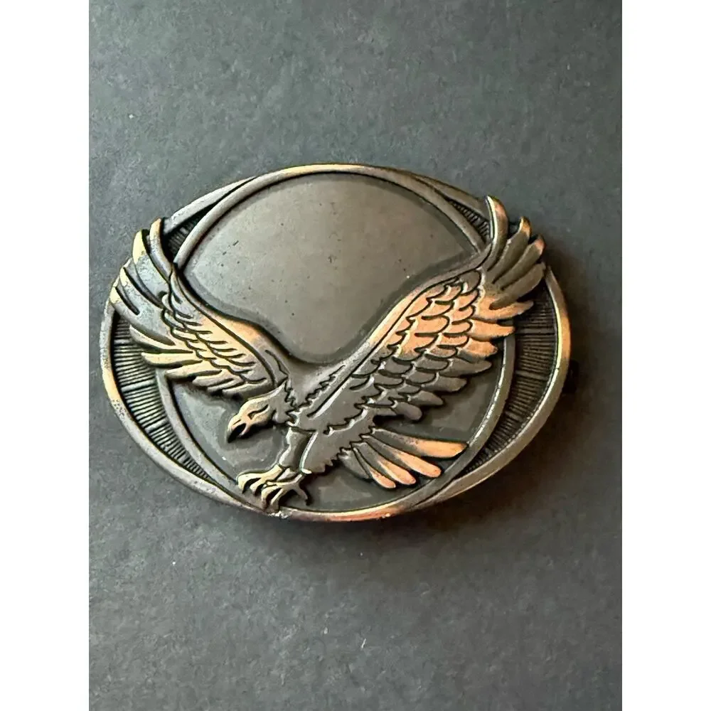 Vintage Soaring Eagle Bronze Tone Belt Buckle Patriotic Americana Western Rodeo